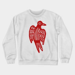 Aztec Mayan Style Crow curve wavy pattern On white background Crewneck Sweatshirt